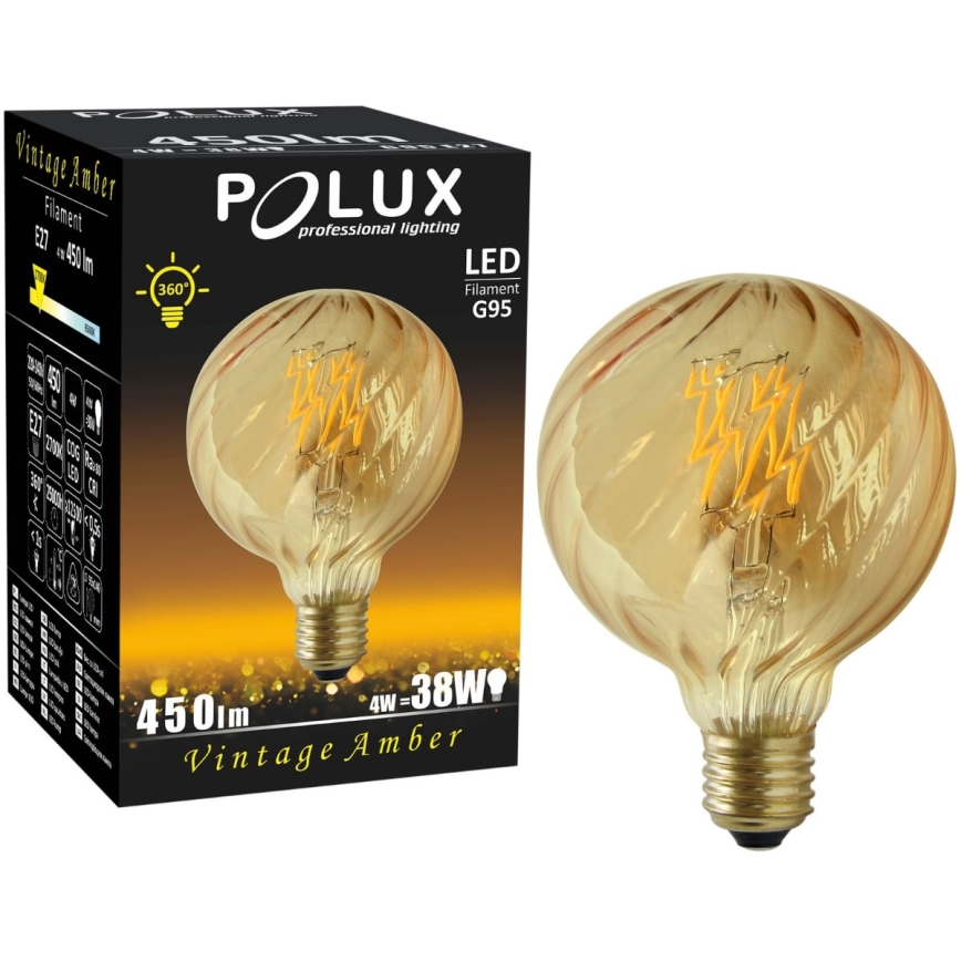 LED-Glühbirne VINTAGE AMBER G95 E27/4W/230V 2700K