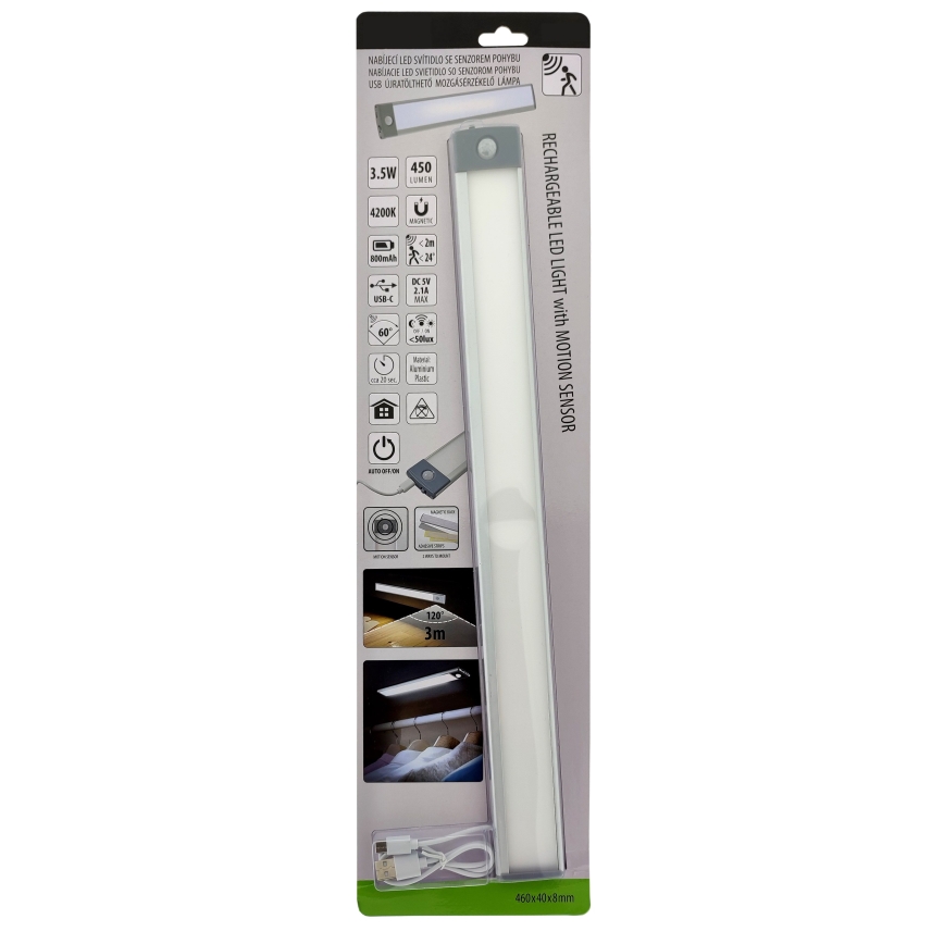LED-Akku-Möbelbeleuchtung mit Sensor LED/3,5W/5V USB 800 mAh 4200K 46 cm