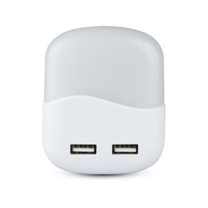 LED-Nachtlicht mit Dämmerungssensor für Steckdose 2x USB LED/0,45W/230V 4000K