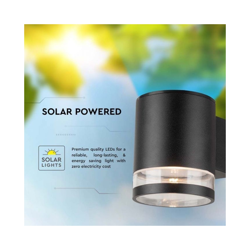 LED-Outdoor-Solarwandleuchte LED/1W/3,7V 3000K IP54 1200 mAh schwarz