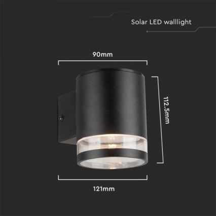 LED-Outdoor-Solarwandleuchte LED/1W/3,7V 3000K IP54 1200 mAh schwarz