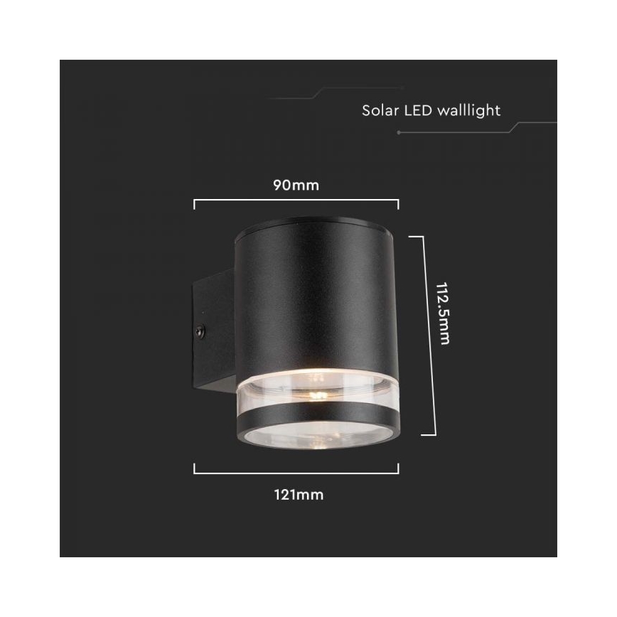 LED-Outdoor-Solarwandleuchte LED/1W/3,7V 3000K IP54 1200 mAh schwarz