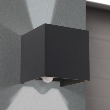 LED-Outdoor-Wandleuchte mit Bewegungs- und Dämmerungssensor CUBE-S LED/13W/230V IP54 anthrazit