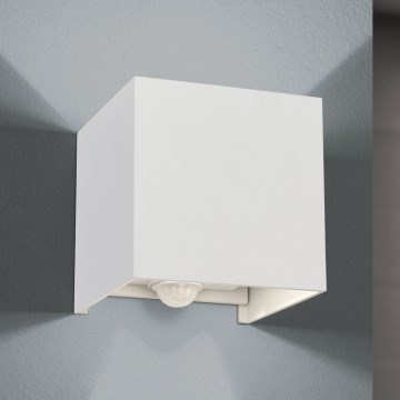 LED-Outdoor-Wandleuchte mit Bewegungs- und Dämmerungssensor CUBE-S LED/13W/230V IP54 weiß