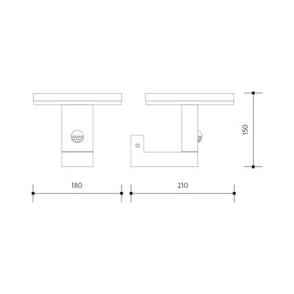 LED-Outdoor-Wandleuchte mit Sensor BARI LED/10W/230V 4000K IP54 anthrazit