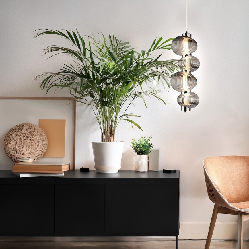 LED-Pendelleuchte an Kabel BOLLA LED/17W/230V Ø 16 cm Hochglanz-Chrom/rauchgrau