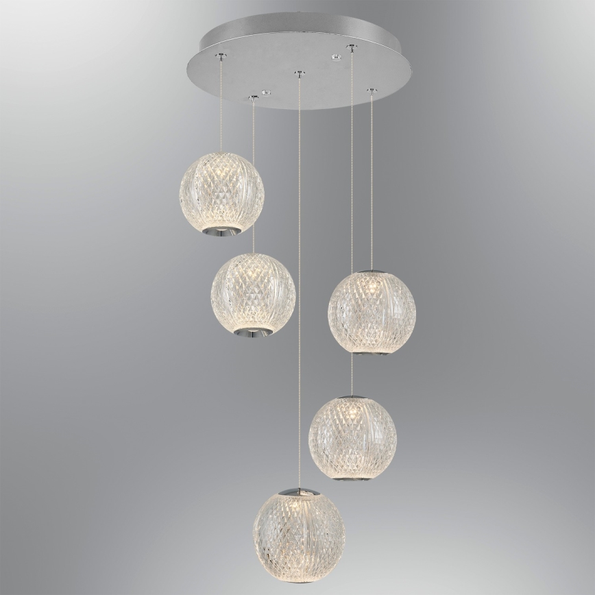 LED Pendelleuchte an Kabel CREMONA 5xLED/5W/230V 3000K mattchrom