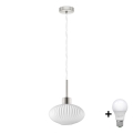 LED-Pendelleuchte an Kabel HARMA 1xE27/60W/230V Ø 25 cm matt-chrom/weiß