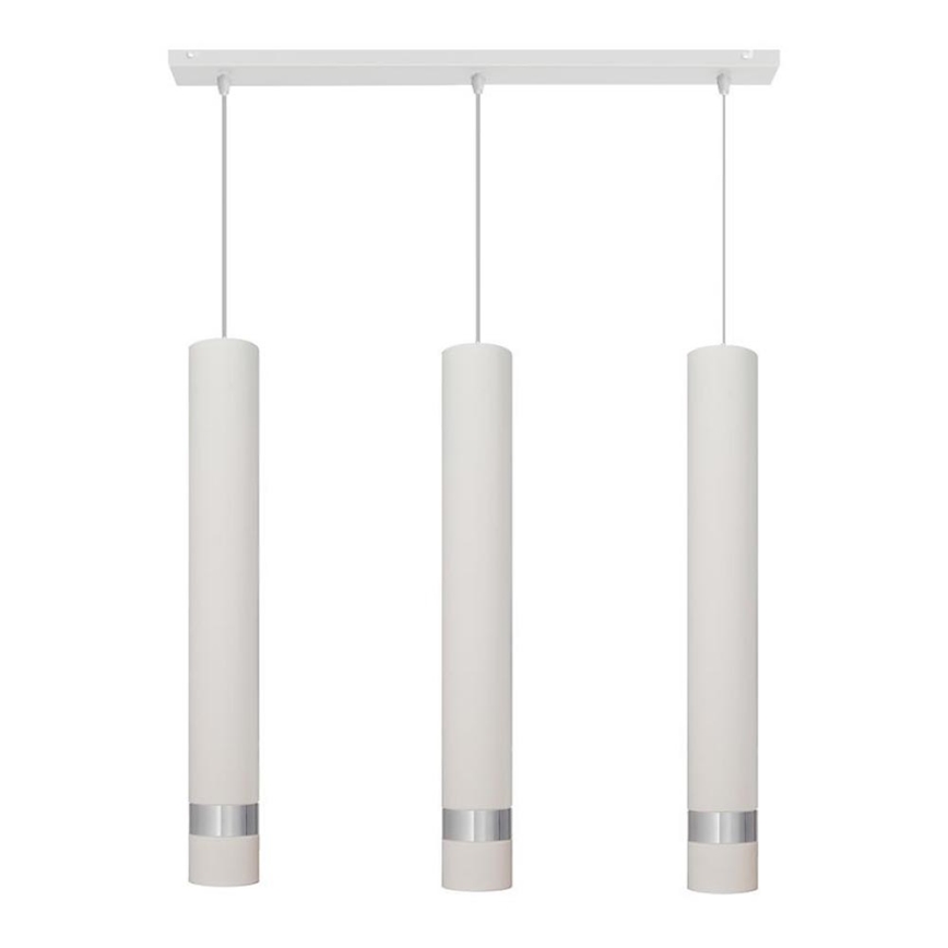 LED-Pendelleuchte an Kabel TUBA 3xGU10/4,8W/230V Weiß/Glänzendes Chrom