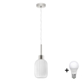 LED-Pendelleuchte an Stahlseil HARMA 1xE27/60W/230V Ø 14 cm mattchrom/weiß