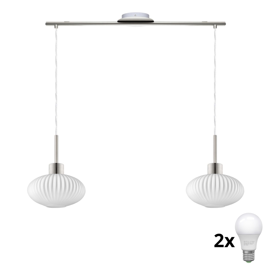 LED-Pendelleuchte HARMA 2xE27/60W/230V mattchrom/weiß