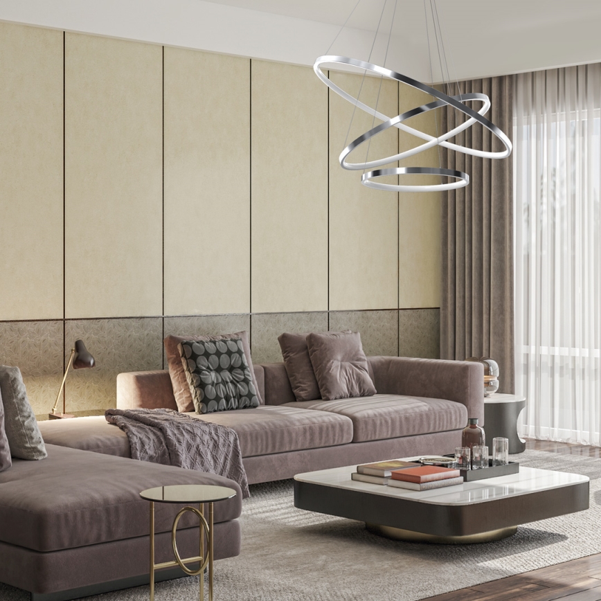 LED Kronleuchter an Kabel ROTONDA LED/93W/230V glänzender Chrom