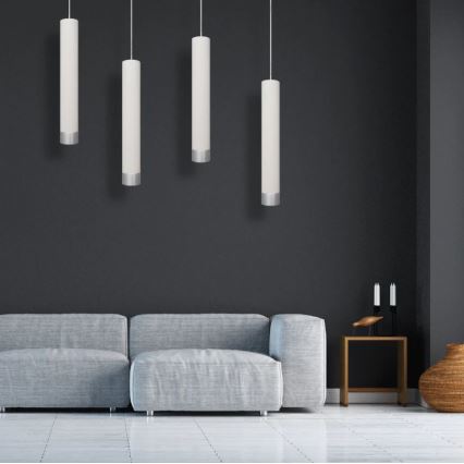 LED-Pendelleuchte an Kabel TUBA 1xGU10/4,8W/230V Weiß/Glänzender Chrom