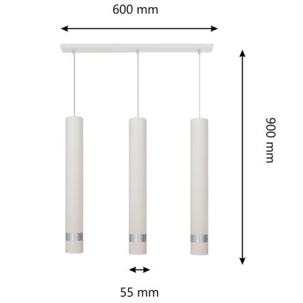 LED-Pendelleuchte an Kabel TUBA 3xGU10/4,8W/230V Weiß/Glänzendes Chrom