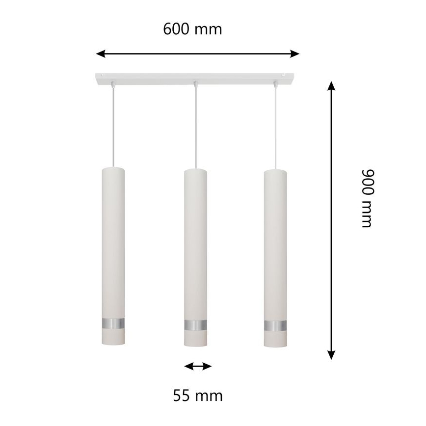 LED-Pendelleuchte an Kabel TUBA 3xGU10/4,8W/230V Weiß/Glänzendes Chrom