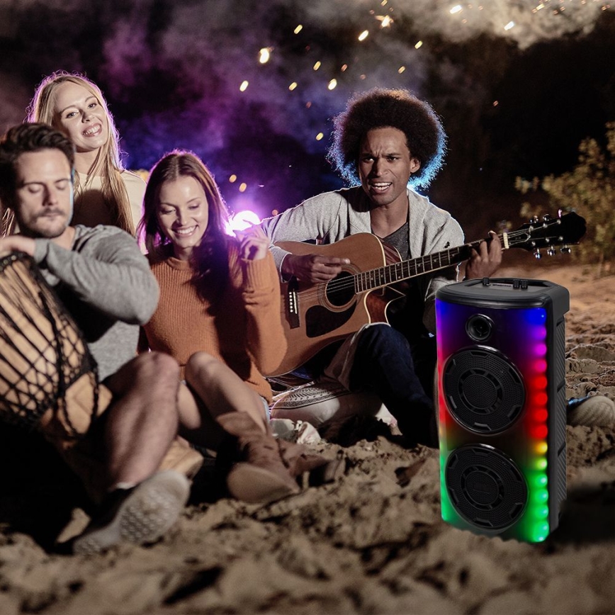 LED RGB Wiederaufladbarer Lautsprecher mit Mikrofon 600W/2400 mAh + Fernbedienung
