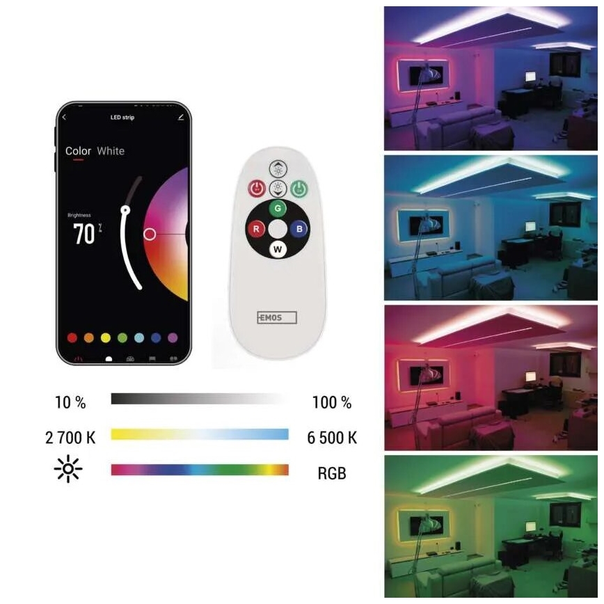 LED RGB+CCT dimmbares Band GOSMART LED/21W/230V 5 m 2700-6500K IP44 WLAN + Fernbedienung