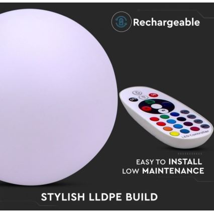 LED RGB Dimmbare Outdoor-Leuchte LED/1W/5V 1000 mAh 30 cm IP67 + Fernbedienung