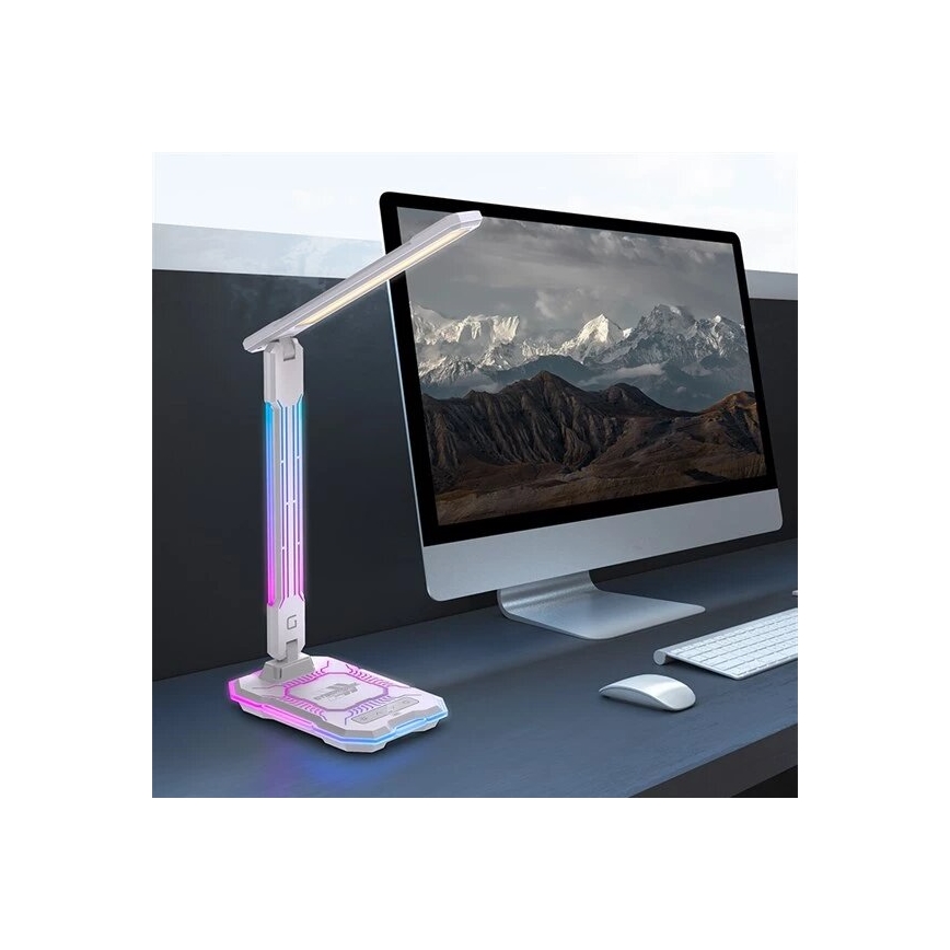 LED RGB dimmbare wiederaufladbare Touch-Tischlampe mit kabellosem Ladegerät LED/7,5W/5V 2700-5300K Weiß