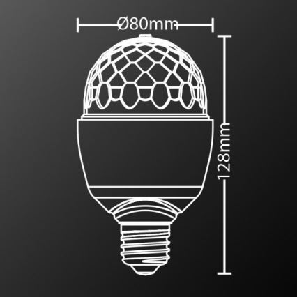 LED-RGB-Glühbirne DISCO A60 E27/3W/230V