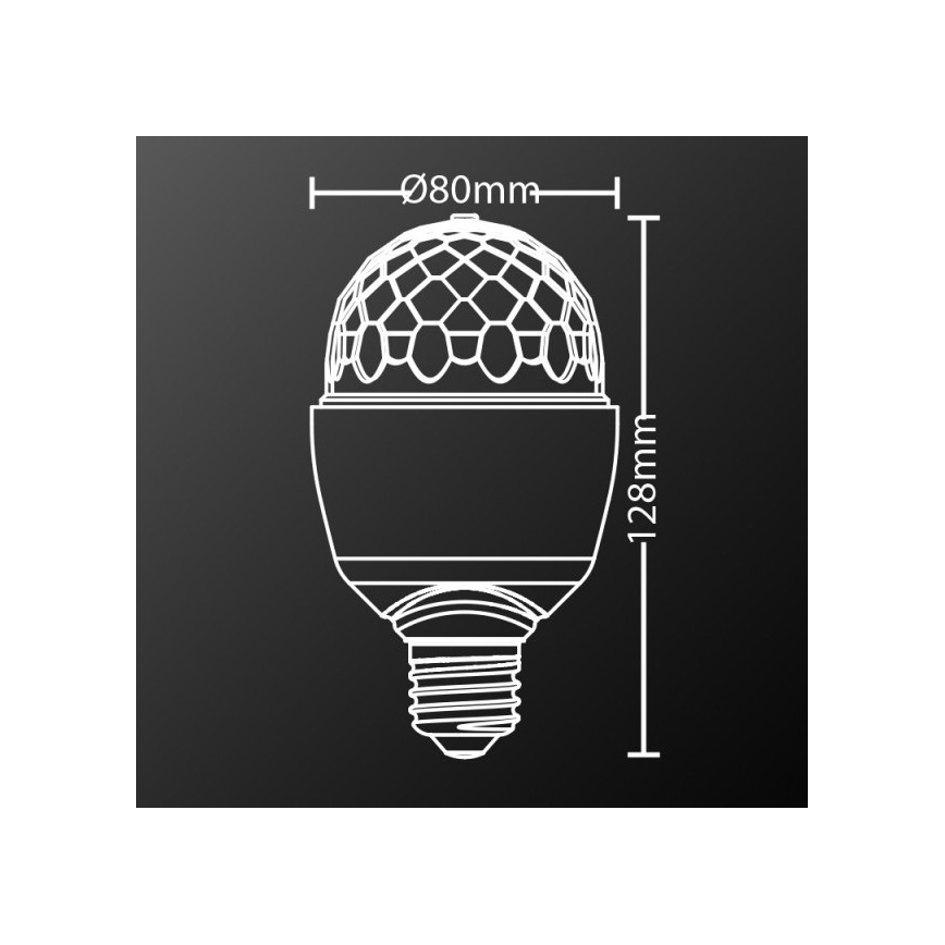 LED-RGB-Glühbirne DISCO A60 E27/3W/230V