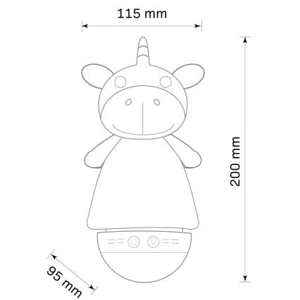 LED RGB Kinder-Nachtlicht mit Melodie 3xAAA/5V Einhorn