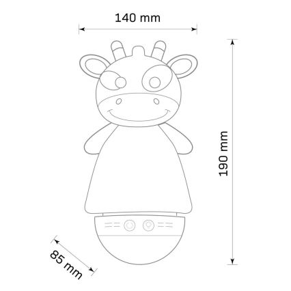 LED RGB Kinder-Nachtlicht mit Melodie 3xAAA/5V Giraffe