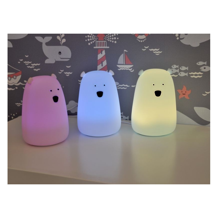 LED RGB Kinder-Touchlampe BÄR LED/0,8W/5V blau