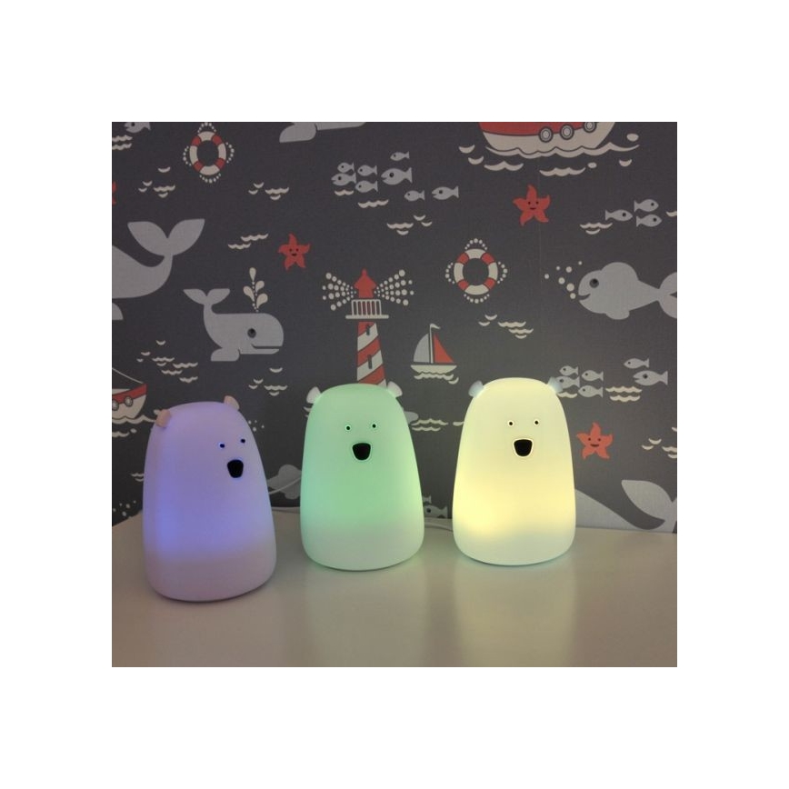 LED RGB Kinder-Touchlampe BÄR LED/0,8W/5V weiß + USB