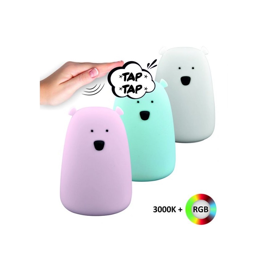 LED RGB Kinder-Touchlampe BÄR LED/0,8W/5V weiß + USB
