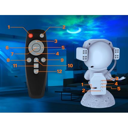 LED-RGB-Projektor 3-in-1 LED/5W/5V 3000/4000/6000K Astronaut mit Fernbedienung