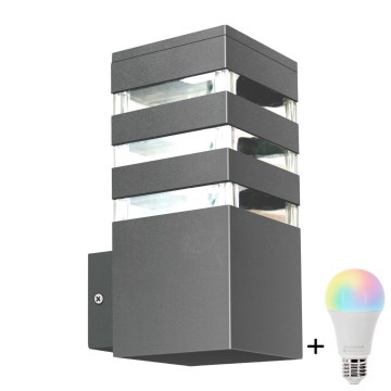 LED RGBW dimmbare Außenwandleuchte TEKSAS 1xE27/12W/230V 2700-6500K Wi-Fi IP44 Anthrazit