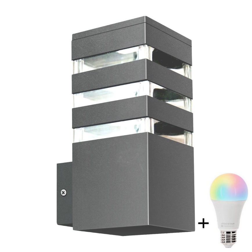 LED RGBW dimmbare Außenwandleuchte TEKSAS 1xE27/12W/230V 2700-6500K Wi-Fi IP44 Anthrazit