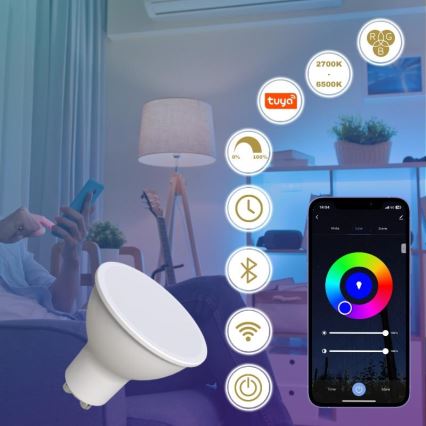 LED RGBW Dimmbar Lampe GU10/4,5W/230V 2700-6500K Wi-Fi Tuya