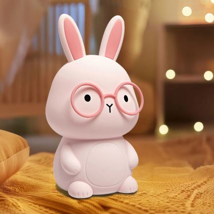 LED RGBW Dimmbare Kinder-Leuchte mit Touch-Funktion FLORKA LED/1W/5V USB 1200 mAh Hase rosa