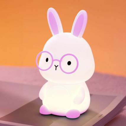LED RGBW Dimmbare Kinder-Leuchte mit Touch-Funktion FLORKA LED/1W/5V USB 1200 mAh Hase rosa