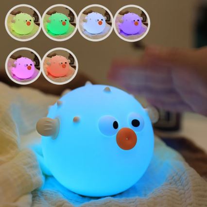 LED RGBW Dimmbare Kinder-Leuchte mit Touch-Funktion HELA LED/1W/5V USB 1200 mAh Fisch rosa