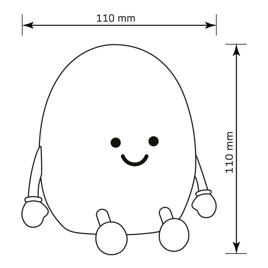 LED RGBW Dimmbare Kinder-Leuchte mit Touch-Funktion POTATO LED/2W/5V USB 1200 mAh Kartoffel