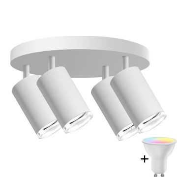 LED RGBW dimmbarer Badezimmer-Einbaustrahler TURYN 4xGU10/6,5W/230V 2700-6500K Wi-Fi IP44 weiß