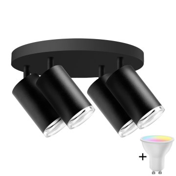 LED RGBW dimmbarer Badezimmer-Spot TURYN 4xGU10/6,5W/230V 2700-6500K Wi-Fi IP44 schwarz
