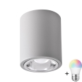 LED RGBW dimmbarer Einbaustrahler JUPITER 1xE27/6,5W/230V 2700-6500K Wi-Fi Ø 9,8 cm grau