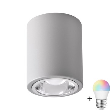 LED RGBW dimmbarer Einbaustrahler JUPITER 1xE27/6,5W/230V 2700-6500K Wi-Fi Ø 9,8 cm grau
