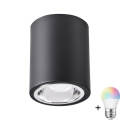 LED RGBW dimmbarer Spot JUPITER 1xE27/6,5W/230V 2700-6500K Wi-Fi Ø 9,8 cm schwarz