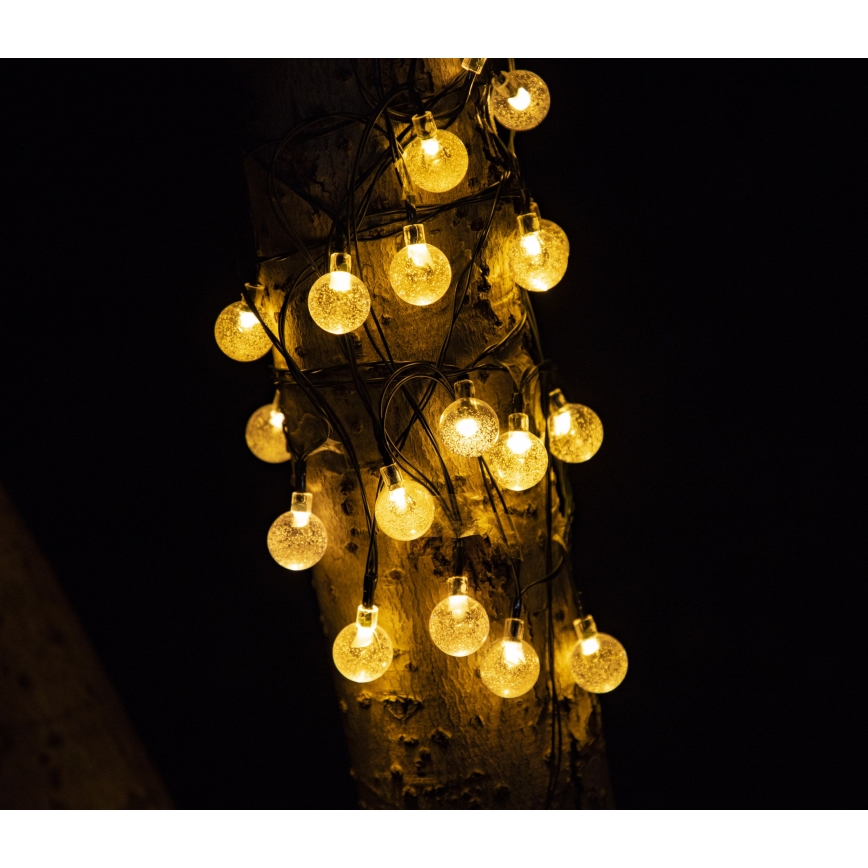LED Solar-Dekorationslichterkette BUBBLE GLASS 20xLED/8 Funktionen 4,85 m 600 mAh IP44 warmweiß