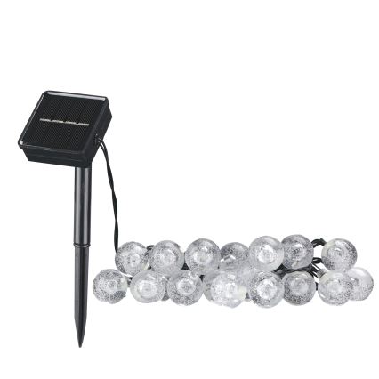LED Solar-Dekorationslichterkette BUBBLE GLASS 20xLED/8 Funktionen 4,85 m 600 mAh IP44 warmweiß