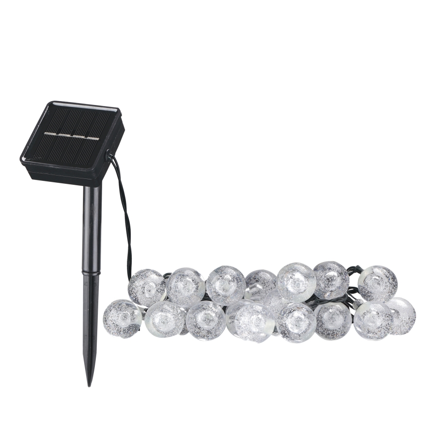 LED Solar-Dekorationslichterkette BUBBLE GLASS 20xLED/8 Funktionen 4,85 m 600 mAh IP44 warmweiß