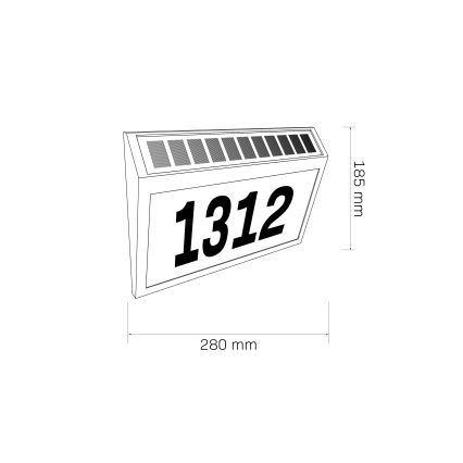 LED Solar-Hausnummer NUMERO LED/3,7V 6000K 1200 mAh IP44 schwarz