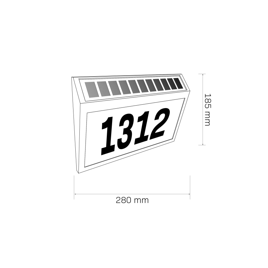 LED Solar-Hausnummer NUMERO LED/3,7V 6000K 1200 mAh IP44 schwarz