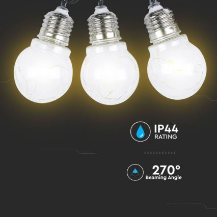 LED Solar-Lichterkette 10xLED/1W/1,2V 1xAA 2 m IP44 3000K 300 mAh