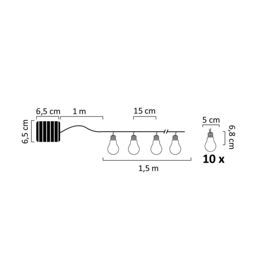 LED Solar-Lichterkette PARTY 10xLED/1,2V 400 mAh IP44